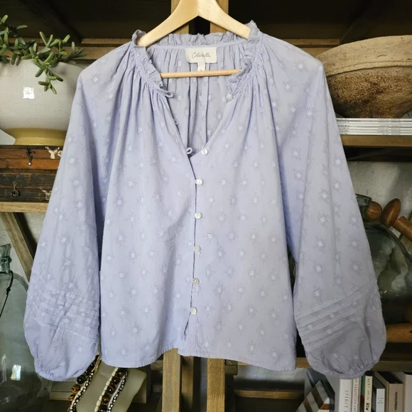 Anthropologie Cleobella Antonia Buttondown Blouse Blue Sz S Orig. $119 - Picture 10 of 10